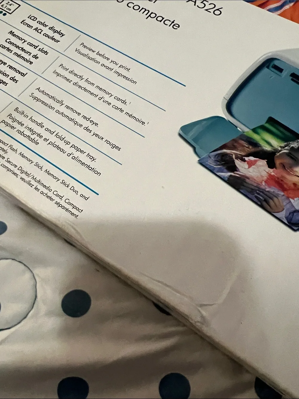 HP Photosmart A526 Compact Photo Printer - Teal and White